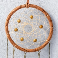 Ловец снов "Перья павлина с подвесками и бусинами" 40х11 см