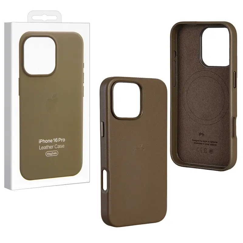 Чехол iPh 16 Pro Leather Case 100% ORG (MagSafe) c LOGO Taupe