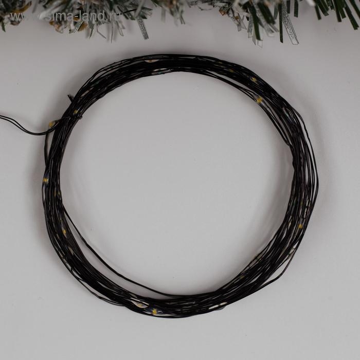 Гирлянда &laquo;Нить&raquo; 5 м роса, IP20, чёрная нить, 50 LED, 2 режима, батарейки AAх3 (нет в комплекте), свечение тёплое белое