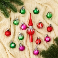 Набор украшений пластик 15 шт "Сочельник" краски, d-3 см, наконечник 13 см Набор украшений пластик 15 шт "Сочельник" краски, d-3 см, наконечник 13 см