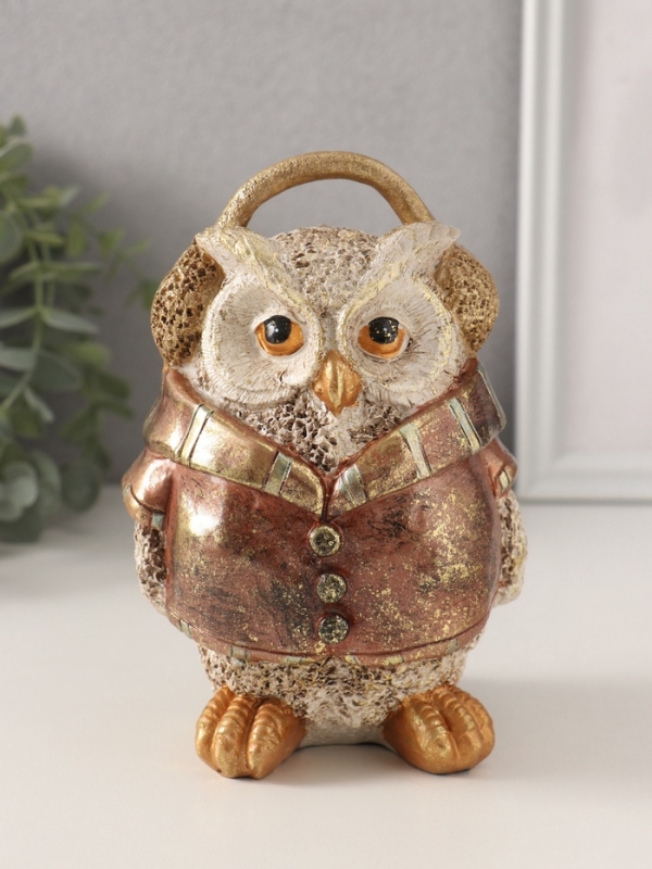 Сувенир полистоун "Сова в куртке и наушниках" 11х11х16,5 см