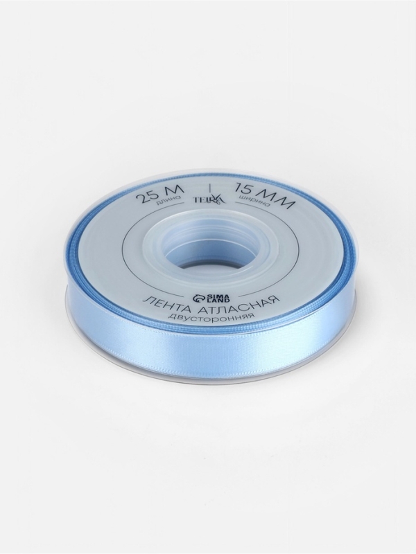Лента атласная двухсторонняя №332 15мм*25&plusmn;1м небесно-голубой TR