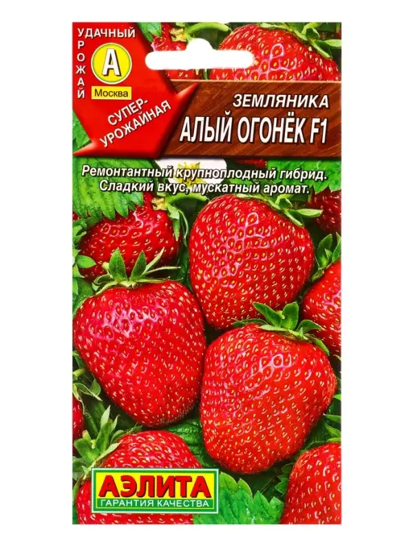 Семена Земляника ремонтантная крупноплая Алый огонек F1, Ц/П,10 шт.