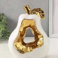 Сувенир керамика "Срез груши" белый с золотом 10х18х24,5 см