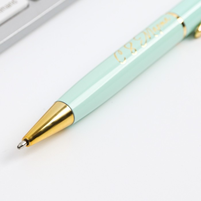 Ручка шариковая, синяя паста, 1.0 мм, металлическая в тубусе &laquo;В день 8 Марта&raquo;