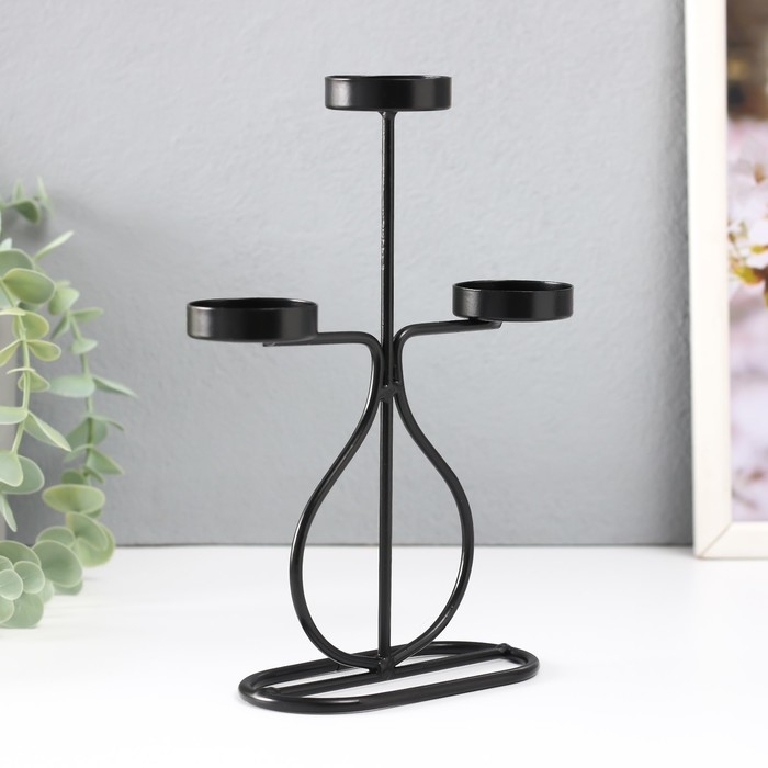 Подсвечник металл на 3 свечи "Бутылочка" d=4 см чёрный 15,5х6х21 см