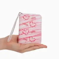 Кошелек жен 07-01-01 Июнь2528 сердце, 12*1,5*9 см, 2 отд+отд/молн, д/карт, розовый