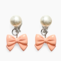Серьги-клипсы детские "Выбражулька" бант нежность с жемчужиной, цвет розово-белый Серьги-клипсы детские "Выбражулька" бант нежность с жемчужиной, цвет розово-белый