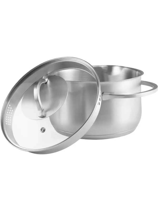 Кастрюля 6 л со стеклянной крышкой 24 см Solid-24С, индукция