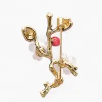 Брошь "Веточка сакуры" цветок, с эмалью, цветная в золоте