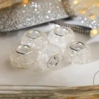 Шарм бусина &laquo;Сахарный кварц&raquo;, белая в серебре