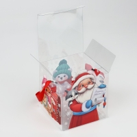 Коробка подарочная новогодняя складная ПВХ, &laquo;Дед Мороз&raquo;, 10 х 10 х 10 см, Новый год