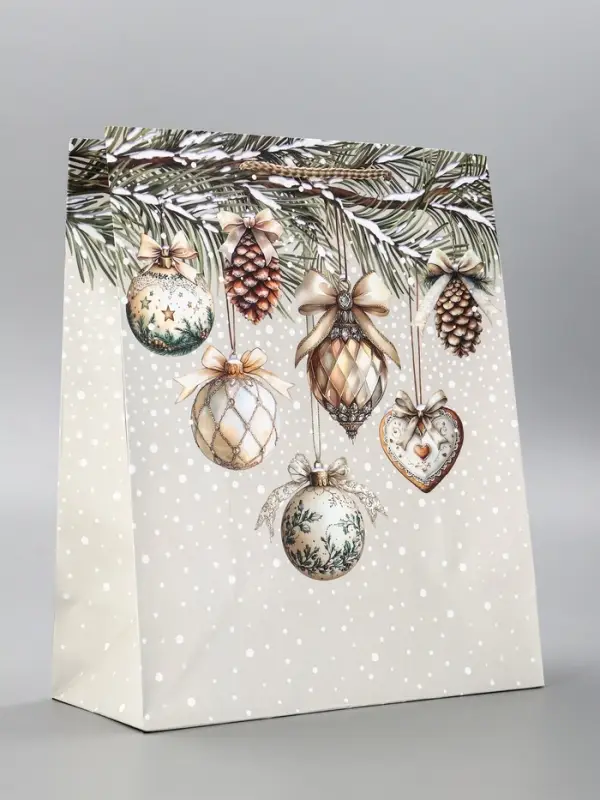 Пакет подарочный новогодний ламинированный, &laquo;Игрушки Новогодние&raquo; , 26&times;12&times;32 см