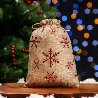 Мешочек подарочный из холщи &laquo;Снежинки&raquo;, 13&times;18 см