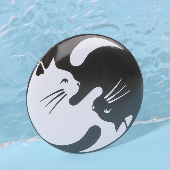 Зеркало карманное &laquo;Кошки&raquo;, d = 7 см, цвет белый/чёрный