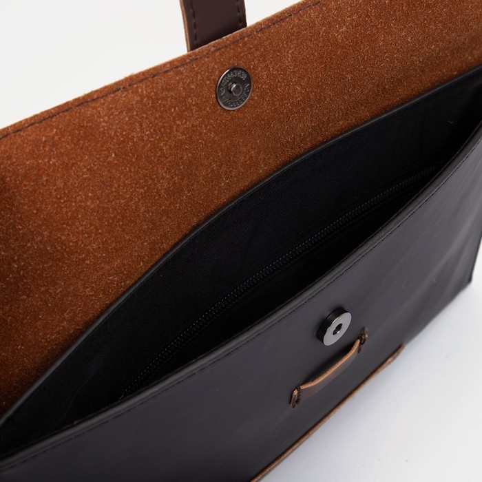 Клатч мужской, цвет чёрный/коричневый