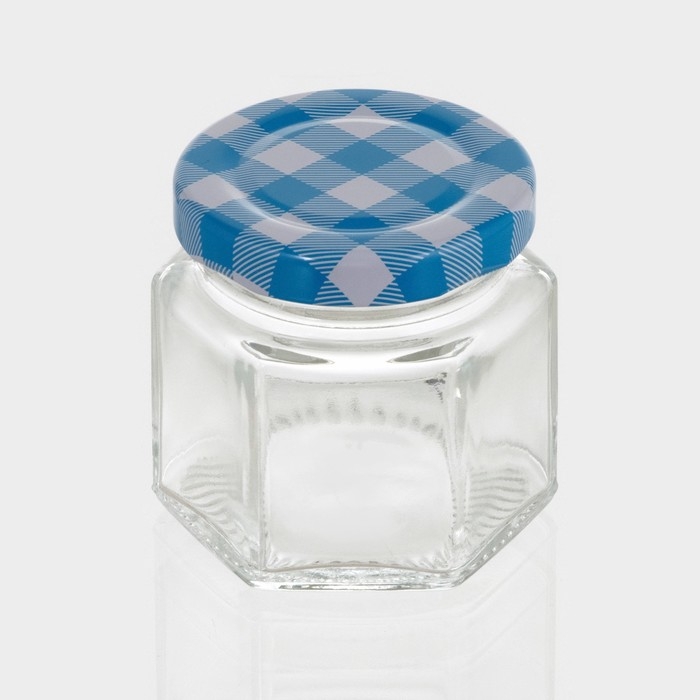 Банка стеклянная для хранения сыпучих продуктов &laquo;Классика&raquo;, 65 мл, 5,5&times;5,4 см, с металлической крышкой, цвет синий