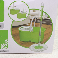 Швабра с отжимом и ведром на колёсиках с пластиковой центрифугой Доляна, 14 л, швабра, запасная насадка из микрофибры, МИКС