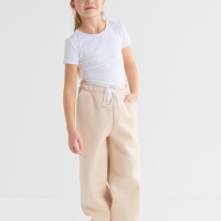 Брюки для девочки с начёсом MINAKU: Exclusive print, бежевые, Oversize рост 116 см Брюки для девочки с начёсом MINAKU: Exclusive print, бежевые, Oversize рост 116 см