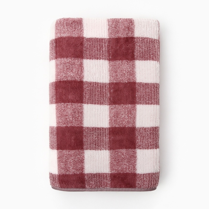 Полотенце банное Этель Полотенце банное Этель "Клетка", цв. розовый, 70х140 см, 100% п/э, 240 г/м2