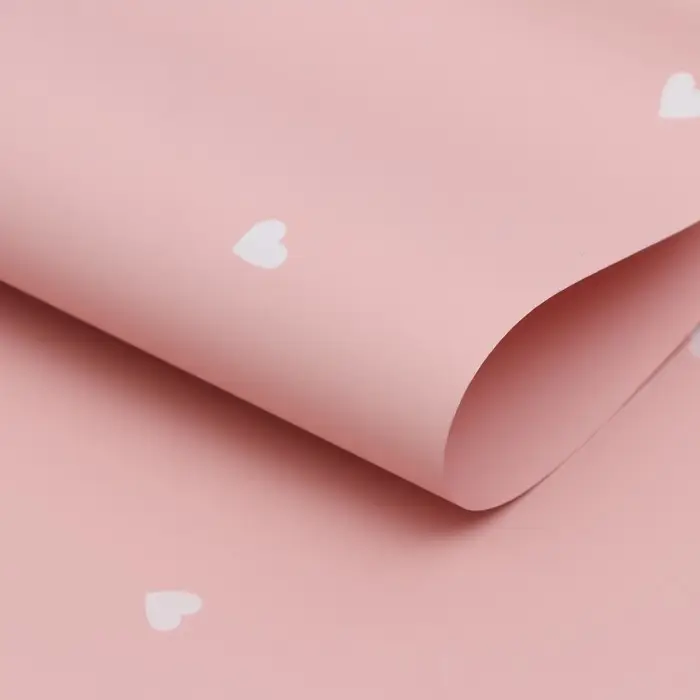 Плёнка в листах для цветов и декора, 58&times;58&plusmn;5% см, &laquo;Сердечки&raquo;, нежно - персиковая, 65 мкм