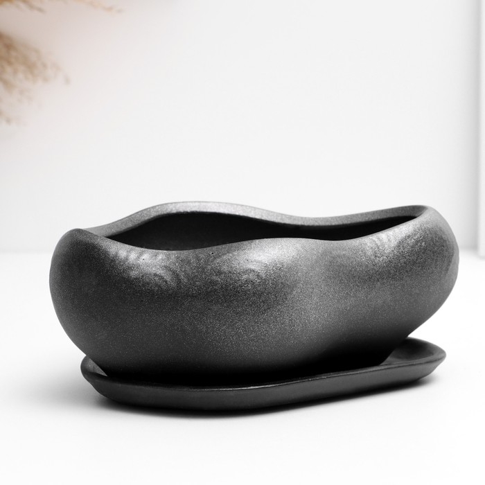 Горшок "Бонсай малый" для кактусов и суккулентов, серебро, 0,6, л/ 17х14х7см