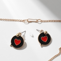 Гарнитура 2 предмета: серьги, кулон «Сердце» мечта, цвет красно-чёрный в золоте, 42 см Гарнитура 2 предмета: серьги, кулон «Сердце» мечта, цвет красно-чёрный в золоте, 42 см