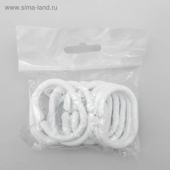 Набор колец для штор в ванную, пластик, 12 шт, белый