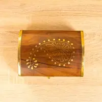 Шкатулка "Глу" 18х12,8х8 см, дерево шишам, латунь