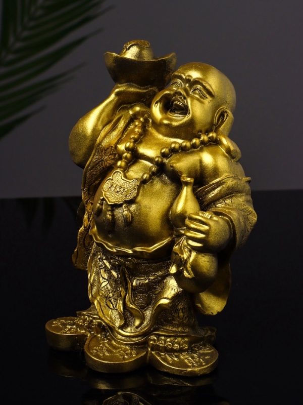 Статуэтка Статуэтка "Хотей со слитком" 15 см, цвет золото