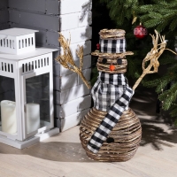 Светодиодная фигура &laquo;Снеговик&raquo; 24 &times; 50 &times; 15 см, текстиль, металл, батарейки ААх2 (не в комплекте), свечение тёплое белое