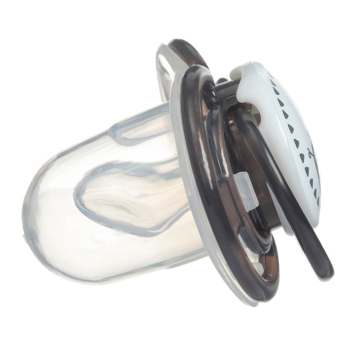 Соска - пустышка силиконовая ортодонтическая &laquo;Слоник&raquo;, от 0 мес., с колпачком, цвет черный