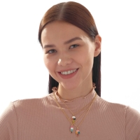 Кулоны &laquo;Неразлучники&raquo; виды мороженого, цветные в золоте, 45 см