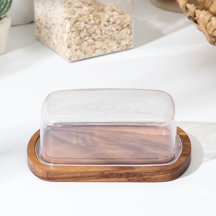 Маслёнка с крышкой, 17&times;11&times;9 см, акация