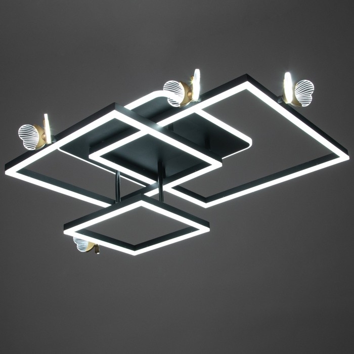Люстра "Бабочки Тетра" 108Вт LED 3000-6000К черный 75х75х15см BayerLux