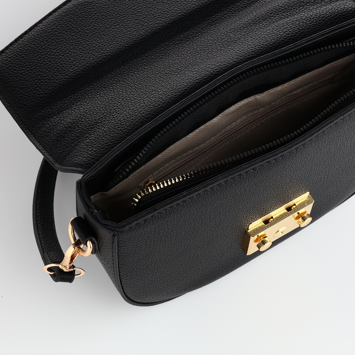 Сумка женская на клапане, TEXTURA, маленький размер, цвет чёрный Сумка женская на клапане, TEXTURA, маленький размер, цвет чёрный