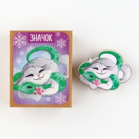 Новогодний значок в коробочке &laquo;Новый год: Новогодний котик&raquo; 3,5 х 4,5 см