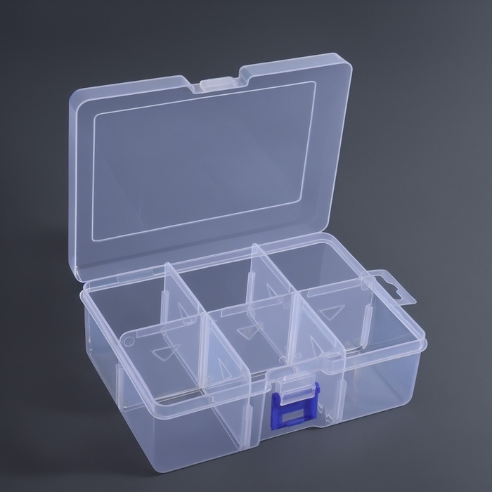 Органайзер для декора, передвижные ячейки, 6 ячеек, 16,5 × 12 × 5,8 см, цвет прозрачный Органайзер для декора, передвижные ячейки, 6 ячеек, 16,5 × 12 × 5,8 см, цвет прозрачный