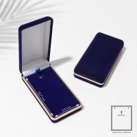 Футляр бархатный под набор/гарнитур &laquo;Классика&raquo; с золотистым кантом, цвет синий