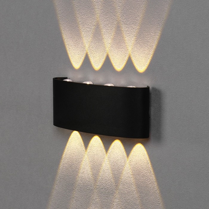 Светильник фасадный &laquo;Полусфера&raquo;, FSD-067, 8 Вт, 3000К, 4 луча, IP65, 220 В, пластик, черный   100842