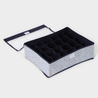 Органайзер для хранения белья с крышкой Доляна &laquo;Волна&raquo;, 24 ячеек, 38&times;30&times;12 см, цвет синий