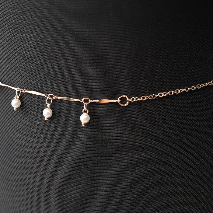 Портупея &laquo;Талия&raquo; жемчужины, цвет белый в золоте, 68 см + 25 см удлинитель