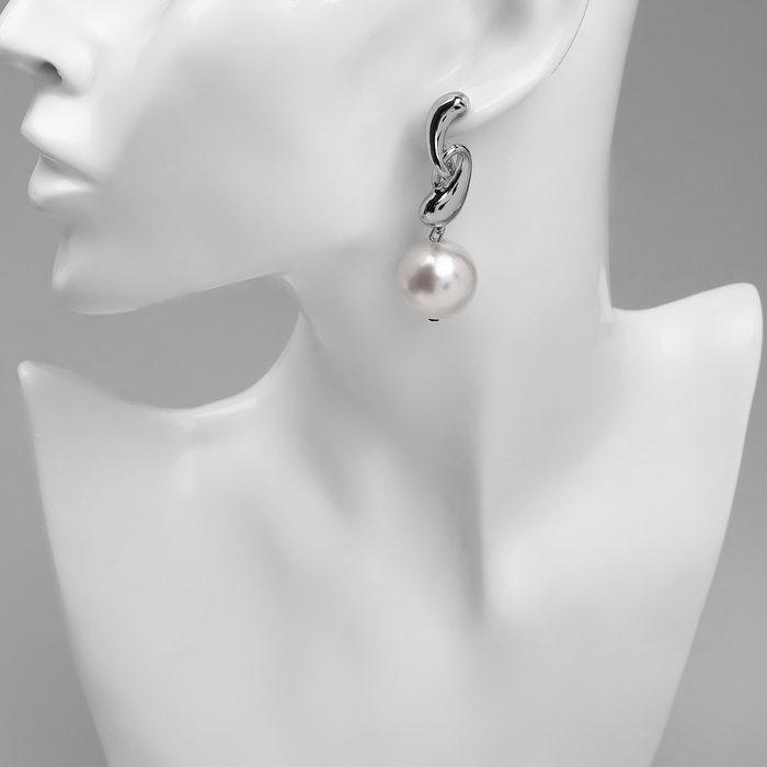 Серьги с жемчугом &laquo;Бусина&raquo; миниатюрность мах, цвет серебро