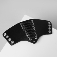 Браслет кожа &laquo;Манжета&raquo; на шнуровке, цвет чёрно-серебряный