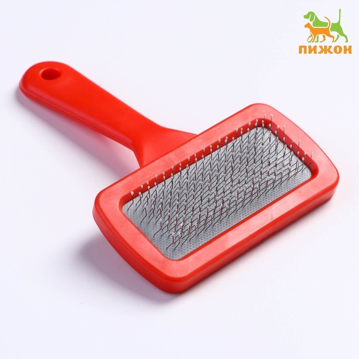 Пуходёрка Пуходёрка "Симпл" с каплями, с пластиковой ручкой 9,2 х 13,2 см, красная