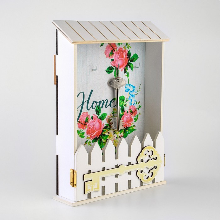 Ключница настенная &laquo;Home&raquo;, цветы, 22,5 х 30,5 х 5,7 см.