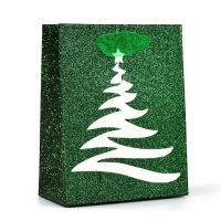 Пакет подарочный новогодний ламинированный &laquo;Ёлочка&raquo;, глиттер, S 12 х 15 х 5.5 см
