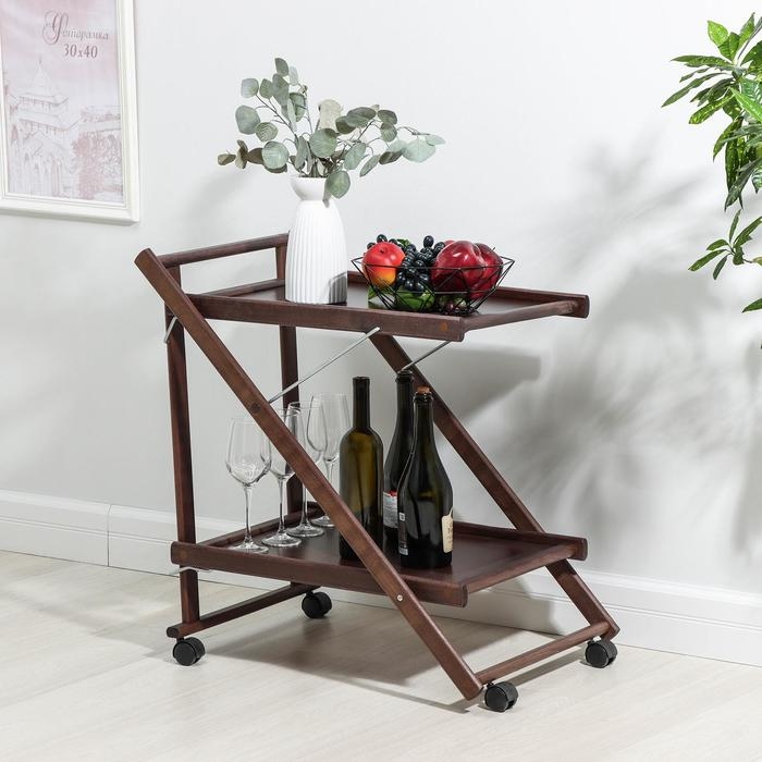 Столик сервировочный 2-х ярусный R.PHILLIP, 75&times;45&times;62 см, тёмный бук