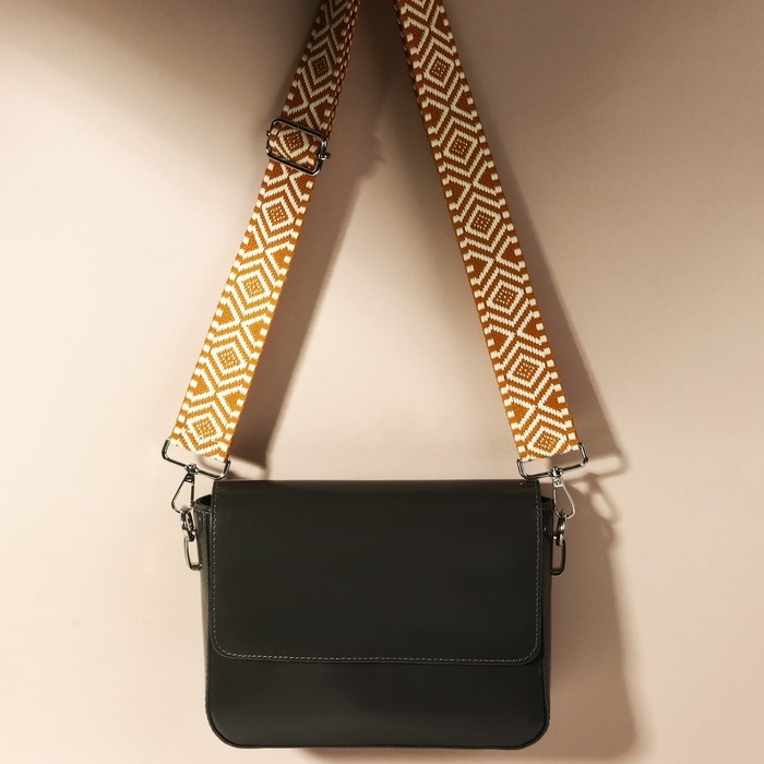 Ручка для сумки &laquo;Орнамент&raquo;, стропа, 135 &plusmn; 3 &times; 3,8 см, цвет горчичный