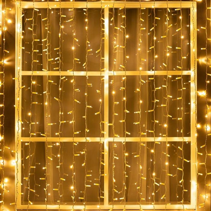 Гирлянда &laquo;Занавес&raquo; 2 &times; 3 м, IP65, УМС, белая нить, 760 LED, свечение тёплое белое, 220 В